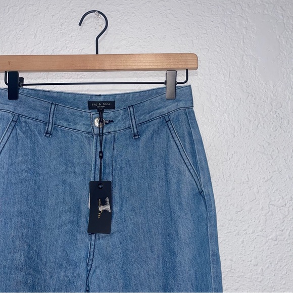 Rag & Bone High Rise Flat Front Light Wash Blue Jean Size 24 NWT - Picture 2 of 9